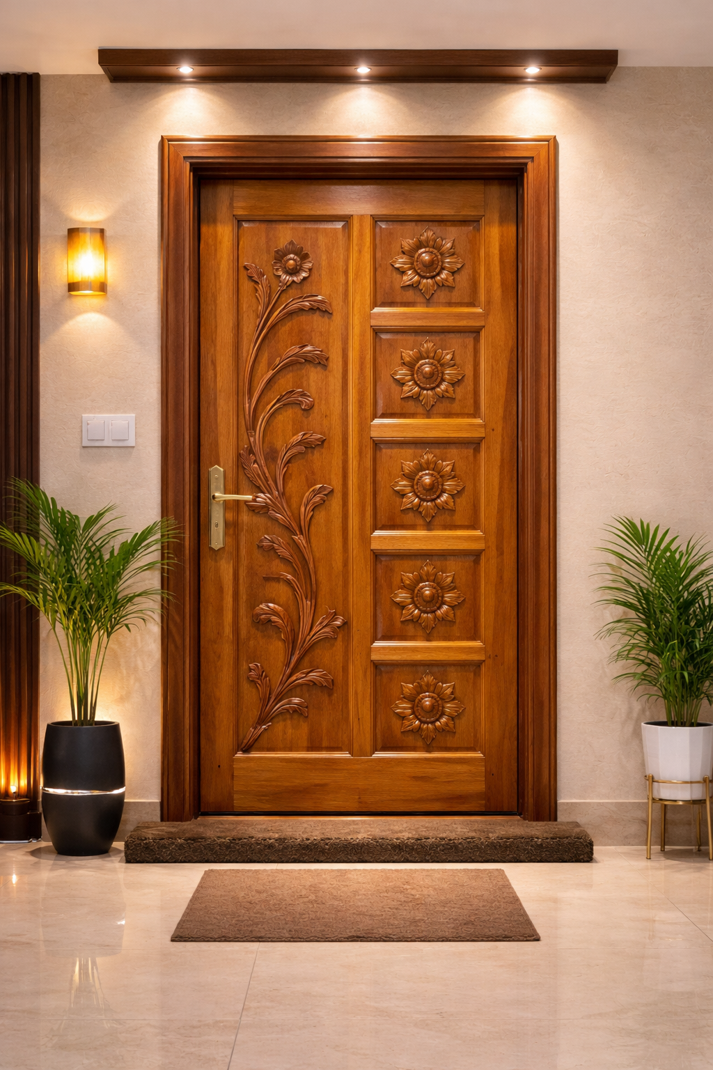 Sheesham Wood Door (Flower Design)