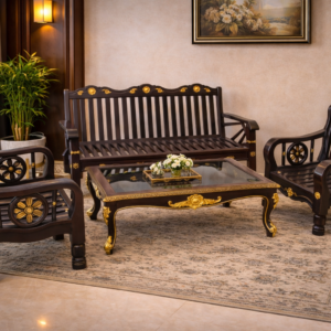Royal Sheesham Wood Sofa Set with Center Table (Classic Carved Design)