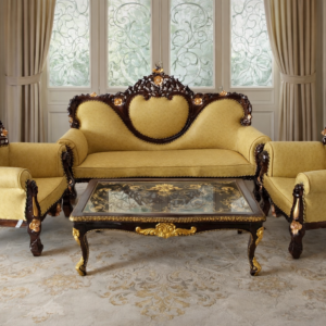 Royal Sofa with Center Table Golden color