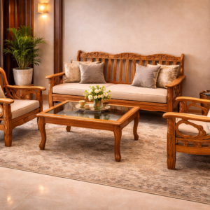 Classic Carved Design Sofa – Ayurveda Oriented with Center Table